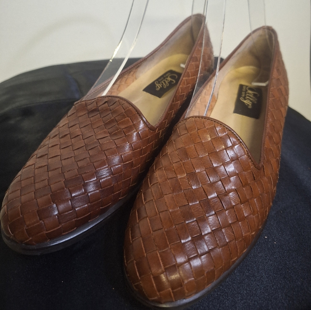 Stacy Adams Brown Leather Woven Loafers 6.5 Womens